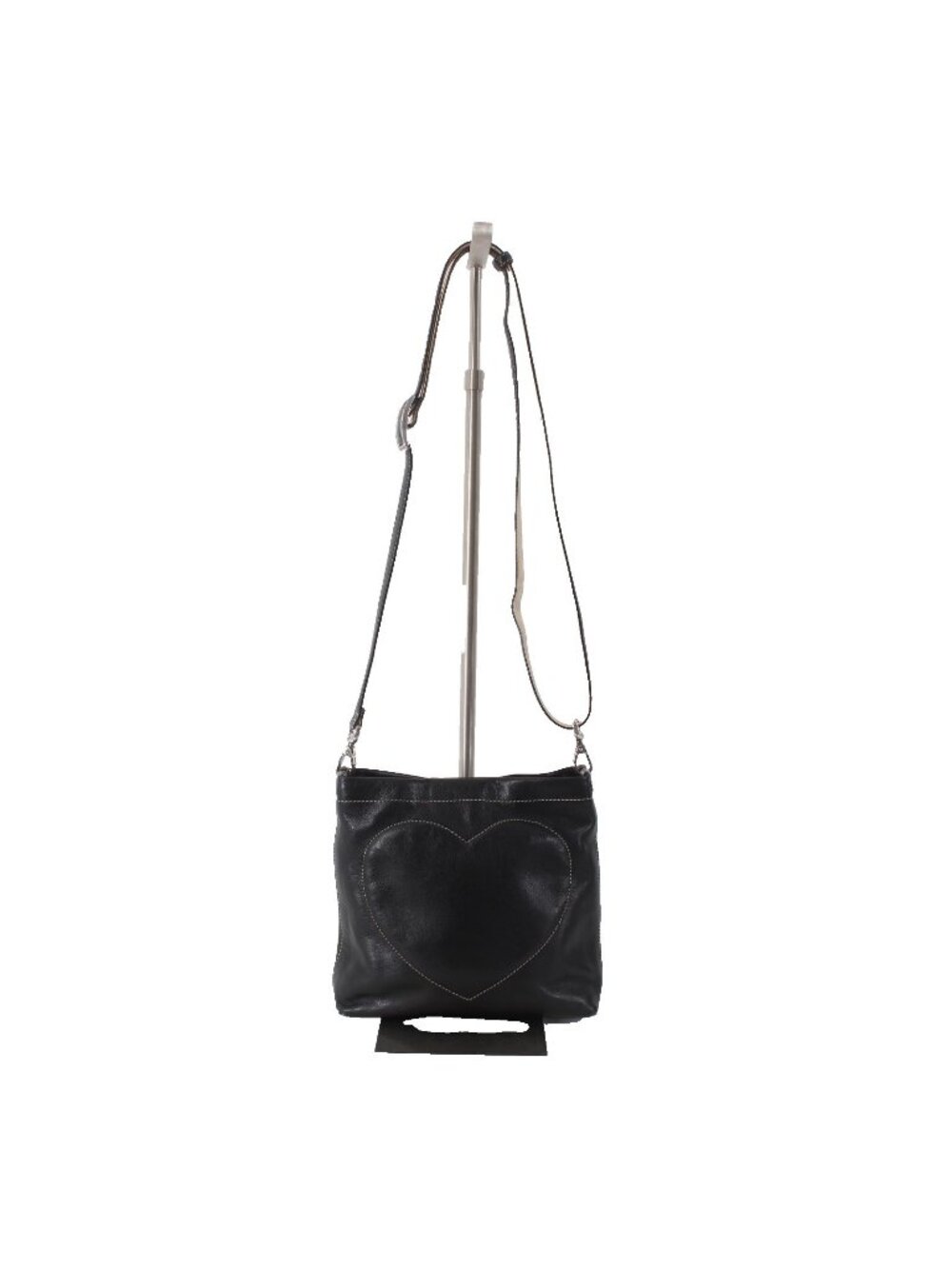 Brighton Purse 8 x 8 x 1 Black Silver Hardware White Stitching Leather Xbody